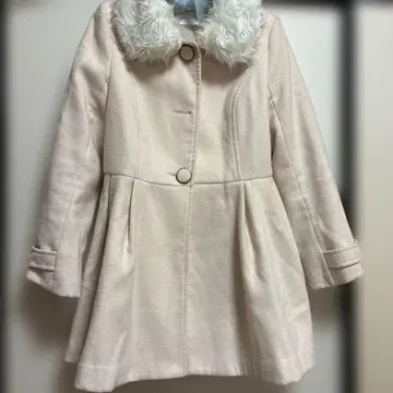 LIZLISA 퍼 장식 핑크 베이지 색상 A라인 코트