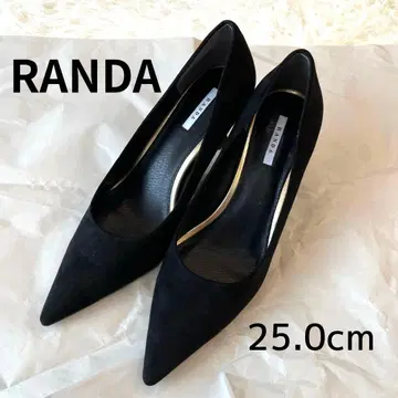 하자품 선착순 RANDA 골드 모티브 힐 펌프스 스웨이드 블랙