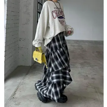 롱 스커트 PAGEBOY 도로시 플레어 스커트 체크 스커트