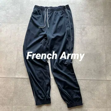 00s 실물 데드스탁 프랑스군 트랙 팬츠 네이비 x 화이트 라인 186