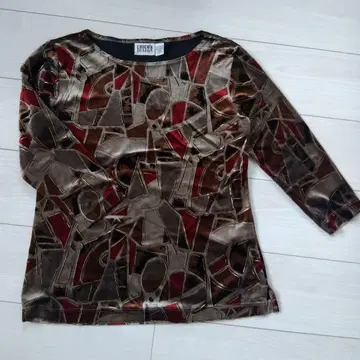 새상품급 Chico's Design 그래픽 추상 패턴 셔츠