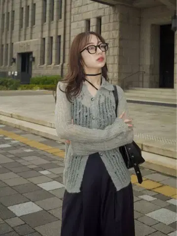 OHOTORO 니트 가디건 그레이