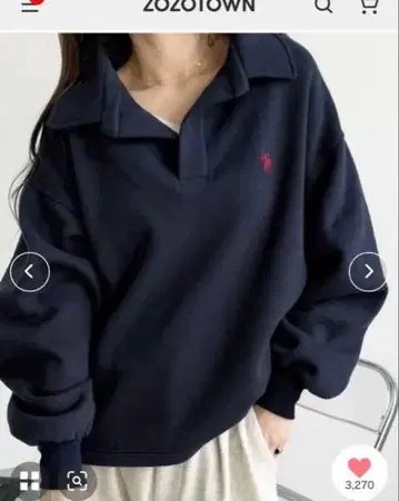 U.S. POLO ASSN. 카라 부착 오버 사이즈 맨투맨