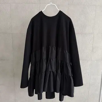 THREE SQUARE 페플럼 콤비 풀오버 블랙