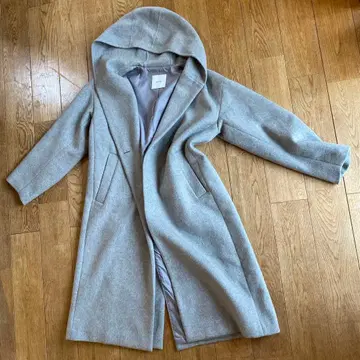 Spick & Span 후드 부착 롱 코트 그레이