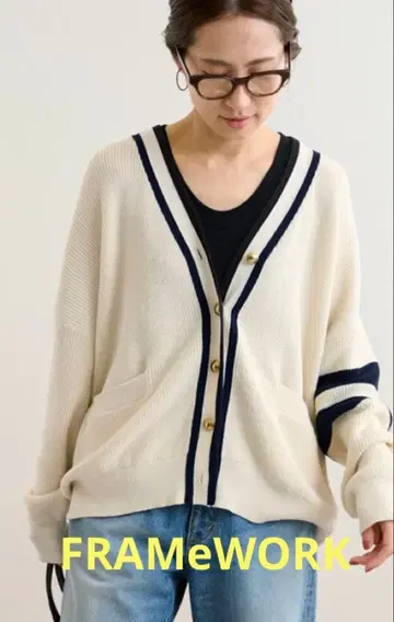 FRAMeWORK 라인니트 가디건 아이보리 가디건