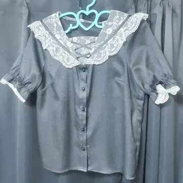 MARS 리본 참 스핀들 세일러 블라우스 블랙 반팔