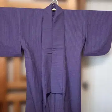 [울 단의] 보라색의 변형 직조 기모노 헤링본/다이아 무늬 일본 의류