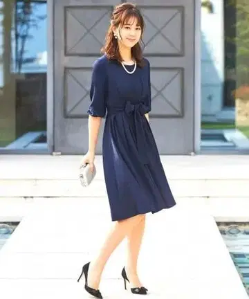 루이엘 네이비 7부 소매 원피스 LL 13호 포멀