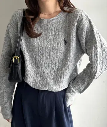 [ U.S. POLO ASSN. ] 원 포인트 케이블 니트