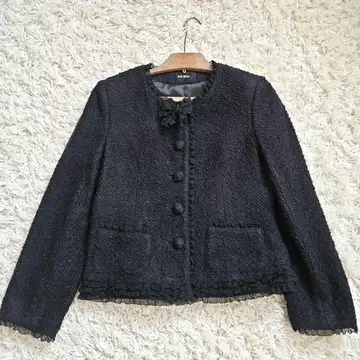 PINK HOUSE 트위드 노카라 자켓 블랙 L