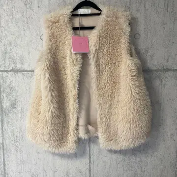 mite 아이보리 인조 모피 베스트 택 포함 새상품