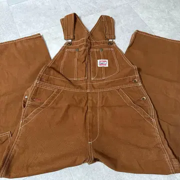 브라운 오버롤 큰 포켓 부착