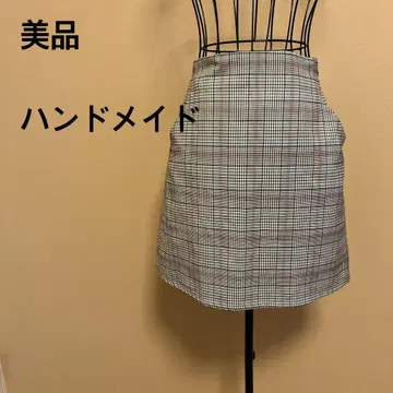 [ 새상품급 ] 핸드메이드/여성용/미니 스커트/그레이/체크