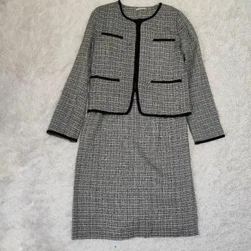 새상품급 OPAQUE.CLIP 트위드 노카라 셋업 L