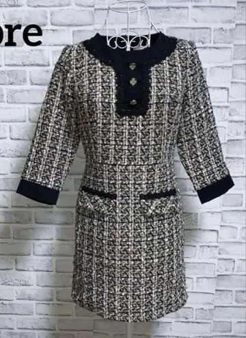 트위드 미니 드레스 블랙 화이트 체크