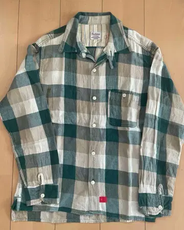 블록 체크 긴팔 셔츠 그린베이지 Anachronorm M 사이즈