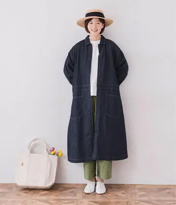 &yarn 코튼 린넨 데님 코트 원피스