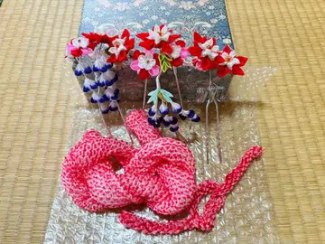 카츠야마 비녀 시치고산 머리 장식 세트 츠마미자이쿠 카노코 친코로 헤어콤