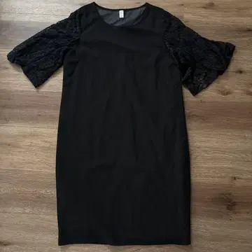 S LACE 블랙 무릎 기장 원피스 S