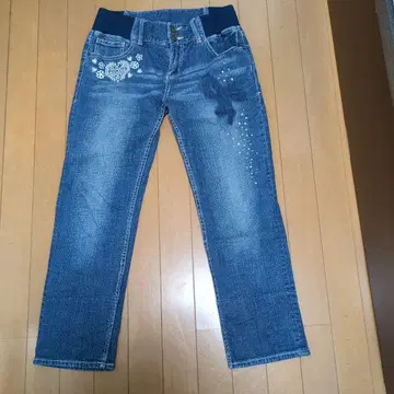 앤드러브 데님 팬츠 자수 비쥬 포함 데님