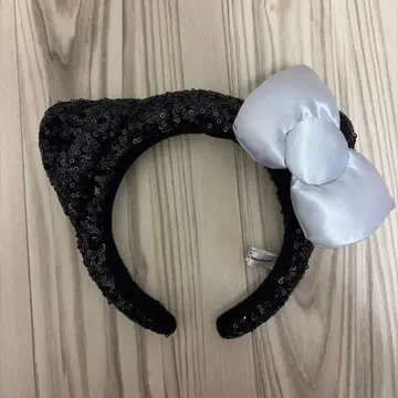 USJ 고양이 귀 머리띠 블랙 실버 키티 스팽글