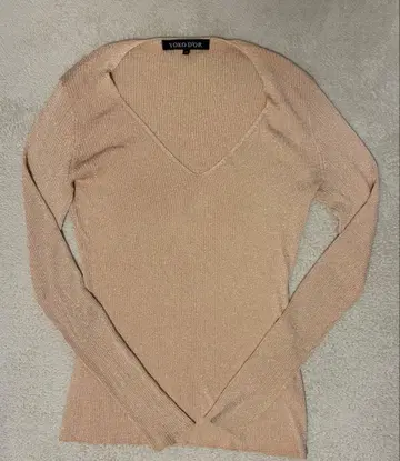 YOKO DOR 라메 라메 핑크 베이지 긴팔 니트