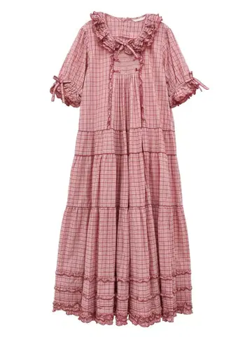 핑크하우스 타탄 체크 롱 원피스 핑크 2024년