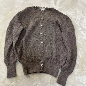 royal ascot 알파카 100% 브라운 레이스 편직 가디건