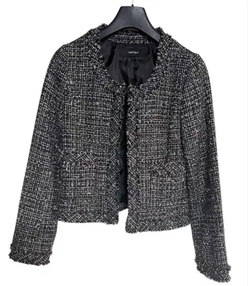 노카라 트위드 자켓 블랙 계열