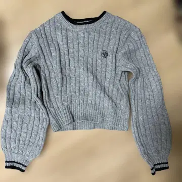 AS KNOW AS plus 자수 라인 케이블 짜임 니트 풀오버