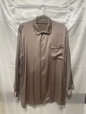 와코루 브라운 실크 100% 파자마 긴팔 남성용 상하의 세트