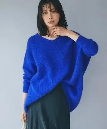 리브 드와 절품 기모 헐렁한 와이드 코쿤 니트 로얄 블루