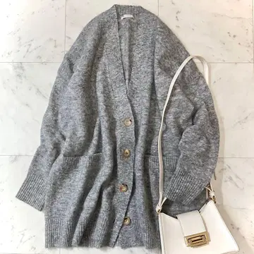 새상품급 맥피 모헤어 울 롱 가디건 오버 사이즈 그레이