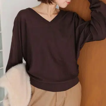 현행 새상품 SLOBE IENA 워셔블 돌먼 V넥 풀오버