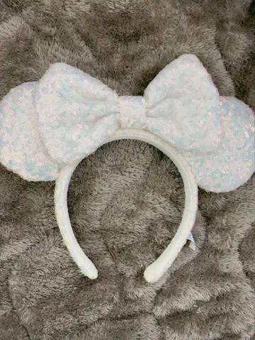 디즈니 머리띠 화이트 스팽글
