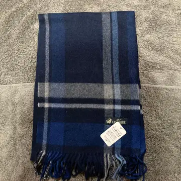 퓨어 캐시미어 네이비 체크 머플러