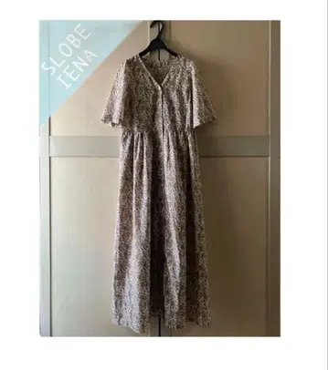 슬로브 이에나 오리엔탈 플라워 프론트 버튼 원피스