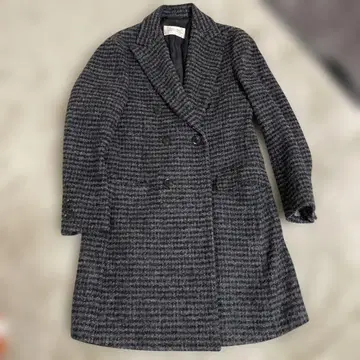 UNVERSAL LANGUAGE 블랙 더블 브레스트 체스터 코트