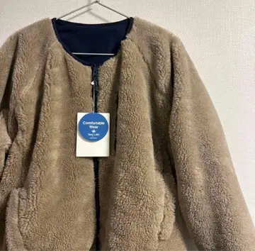 발수 리버서블 보아 블루종 베이지 x 네이비