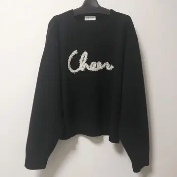 2025 새상품 로지 트위드 로고 니트 블랙