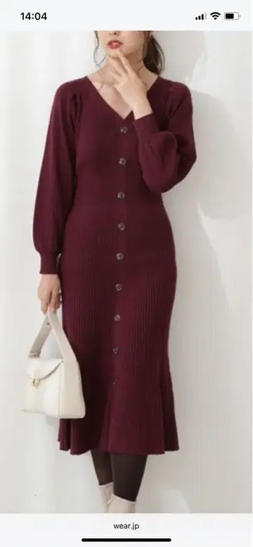 프로포션 바디 드레싱 프론트 버튼 니트 원피스