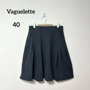 Vaguelette 그레이 플레어 스커트 무릎 위 기장 심플