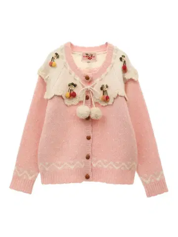 핑크하우스 체리 모티브 니트 가디건 2024년