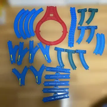 프라레일 레일 세트 파랑 빨간색 포인트 레일 굽은 레일