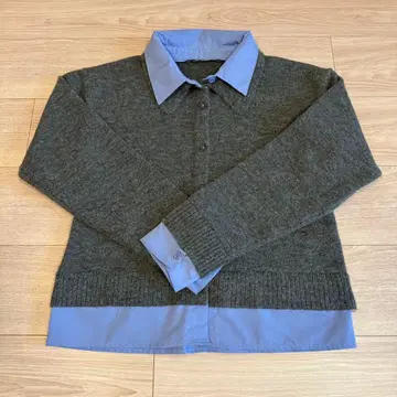 [ ESICA ] 셔츠 도킹 니트탑