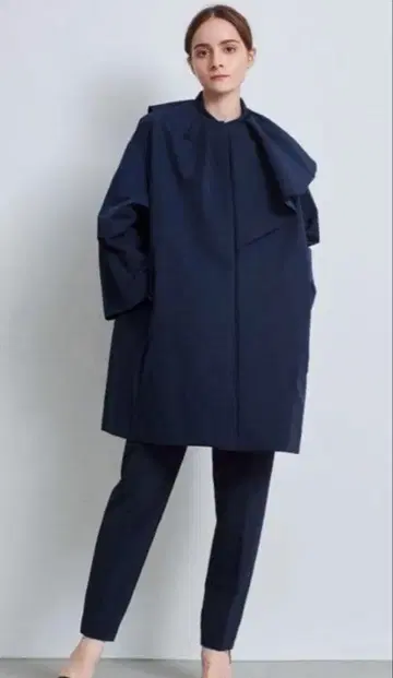 요리 사이드 플레어 코트 네이비 36