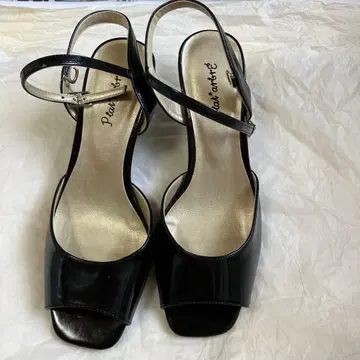 블랙 오픈토 하이힐 6cm 힐