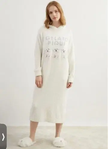 모티브 자카드 후드 부착 롱 원피스 강아지 젤라또피케