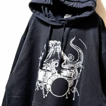 포트&컴퍼니 타코 드럼 빅 로고 후드 맨투맨 블랙 L 구제 의류